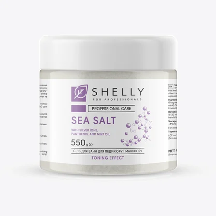 Sale marino per manicure e pedicure con ioni d'argento, pantenolo e olio di menta Shelly