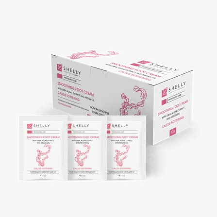 Crema piedi emolliente con urea, estratto di alghe e olio di argan Shelly 4 ml x 100 pz