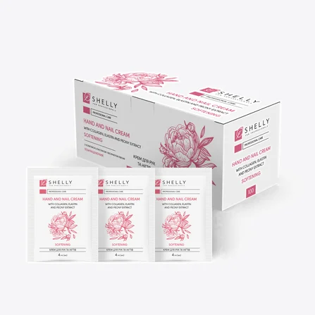 Crema per mani e unghie con collagene, elastina ed estratto di peonia Shelly 4 ml x 100 pz