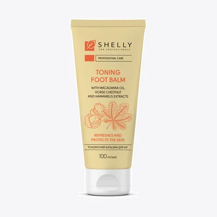 Balsamo piedi tonificante con olio di macadamia, estratti di ippocastano e amamelide Shelly