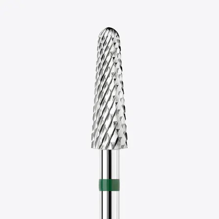 Punta fresa in carburo di tungsteno KWARK – Conica con estremità arrotondata 4 mm, Verde