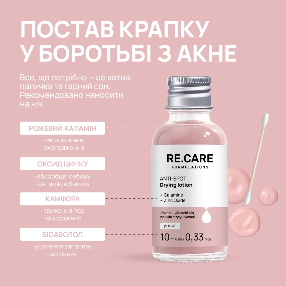 Lozione localizzata asciugante Anti-Pimple Drying Lotion RE.CARE