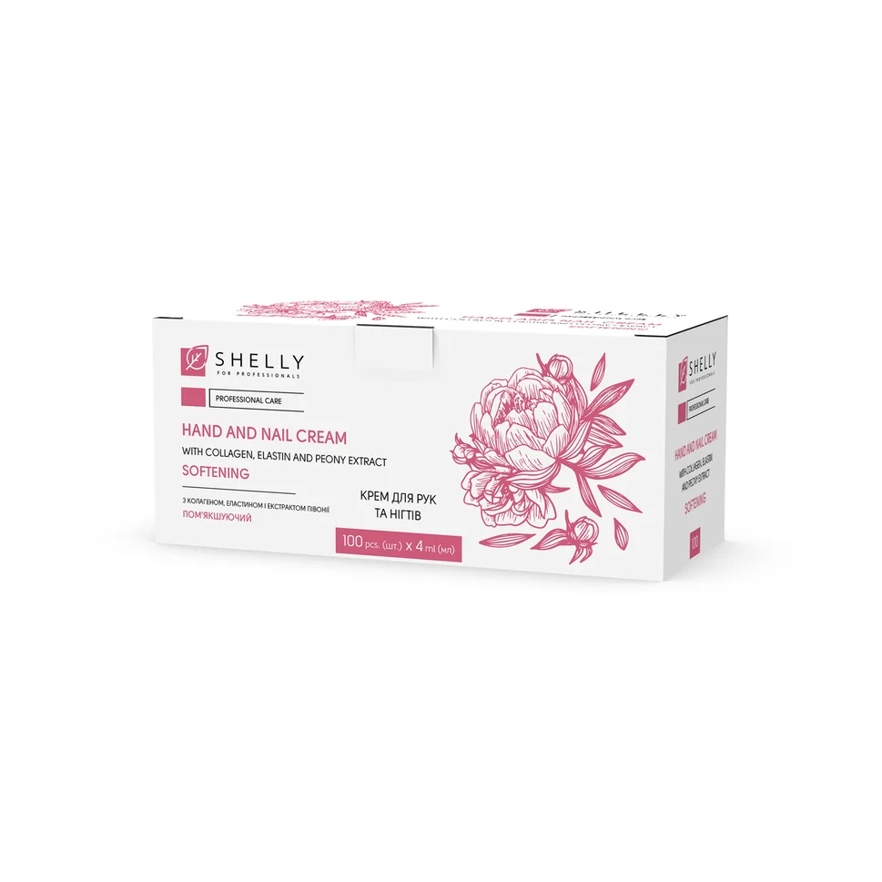 Crema per mani e unghie con collagene, elastina ed estratto di peonia Shelly 4 ml x 100 pz