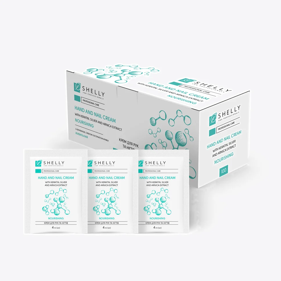 Crema per mani e unghie con cheratina, argento ed estratto di arnica Shelly 4 ml x 100 pz
