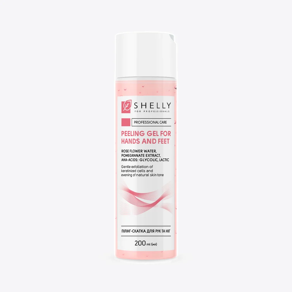 Peeling gel per mani e piedi con acqua di rose, melograno e acidi AHA Shelly