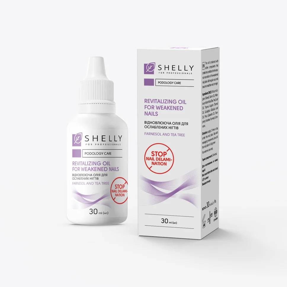Olio ristrutturante per unghie indebolite con farnesolo e tea tree Shelly