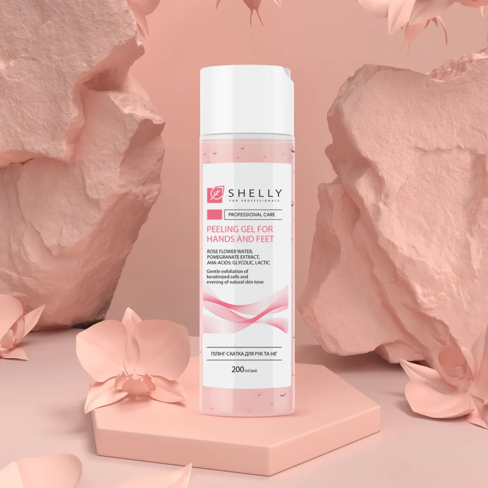 Peeling gel per mani e piedi con acqua di rose, melograno e acidi AHA Shelly