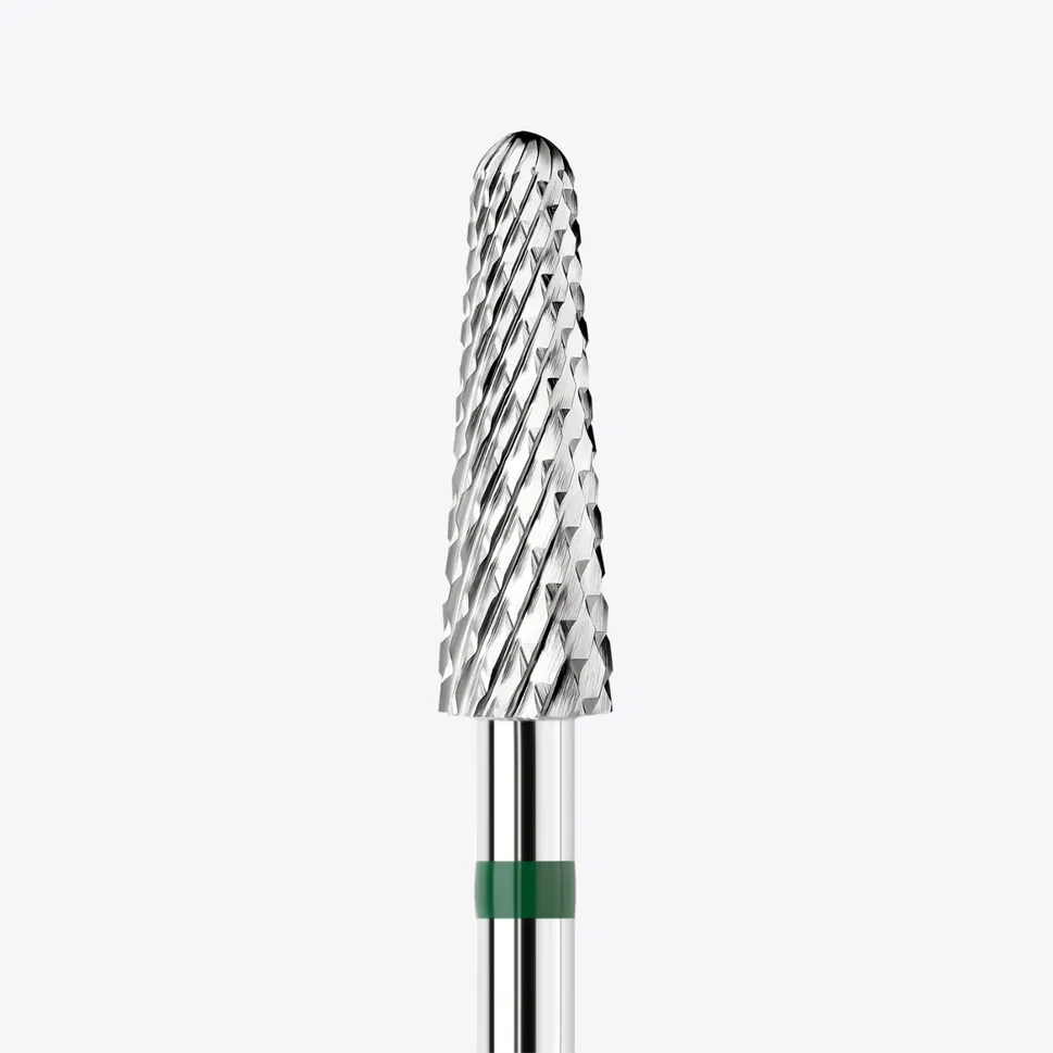 Punta fresa in carburo di tungsteno KWARK – Conica con estremità arrotondata 4 mm, Verde