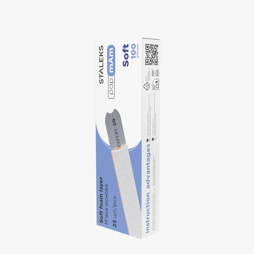 Limas blancas desechables papmAm sobre una capa de espuma suave EXPERT 20, grano 100 (25 uds.)