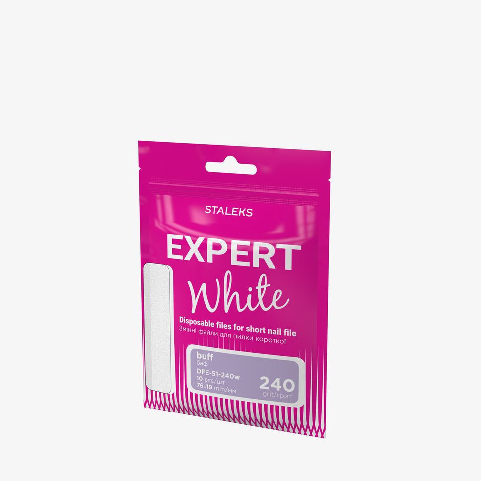 Limes blanches jetables pour ongles courts (limes à poncer) EXPERT 51, grain 240 (10 pièces) — Photo 3