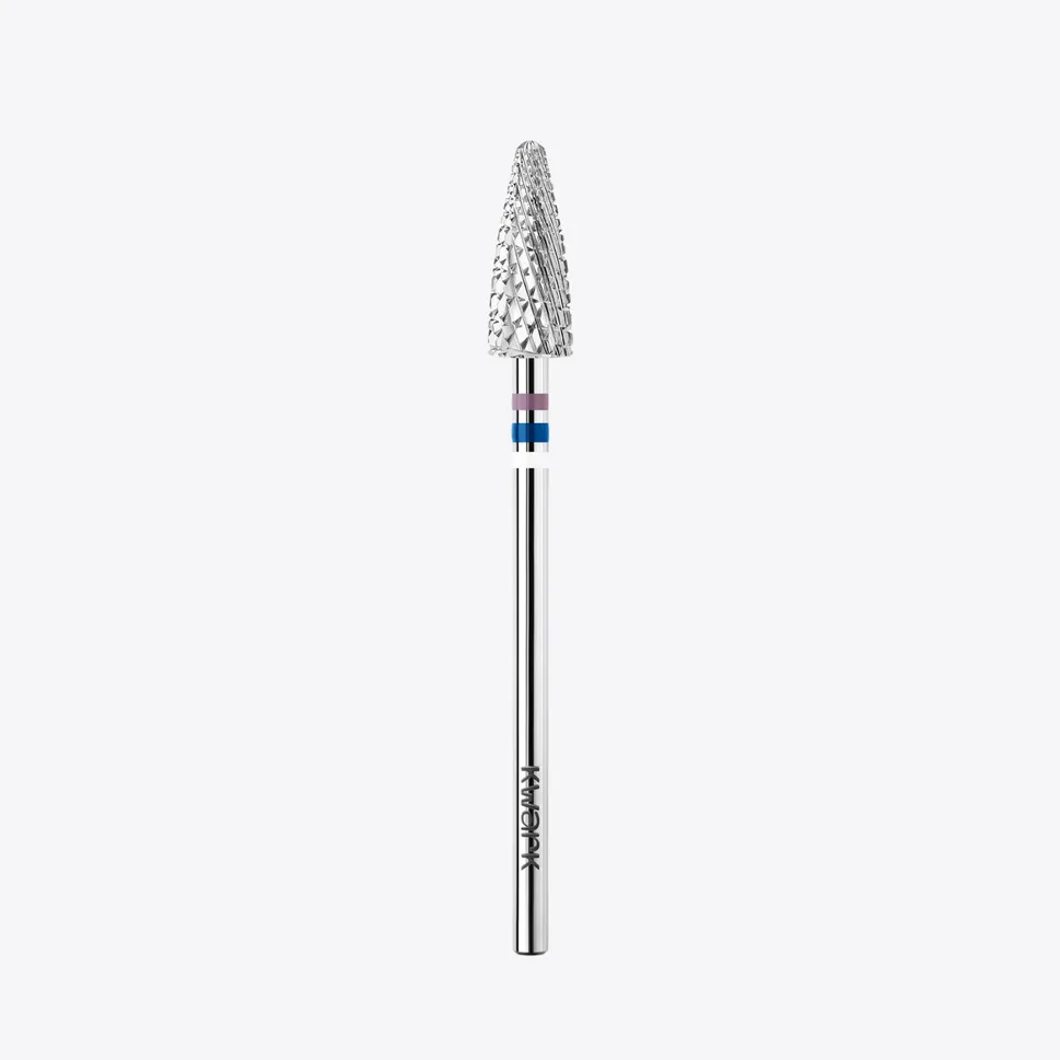Punta de fresa de carburo de tungsteno KWARK Shark Blade para zurdos – Cónica ancha con extremo redondeado de 6 mm, azul/morado — Photo 1