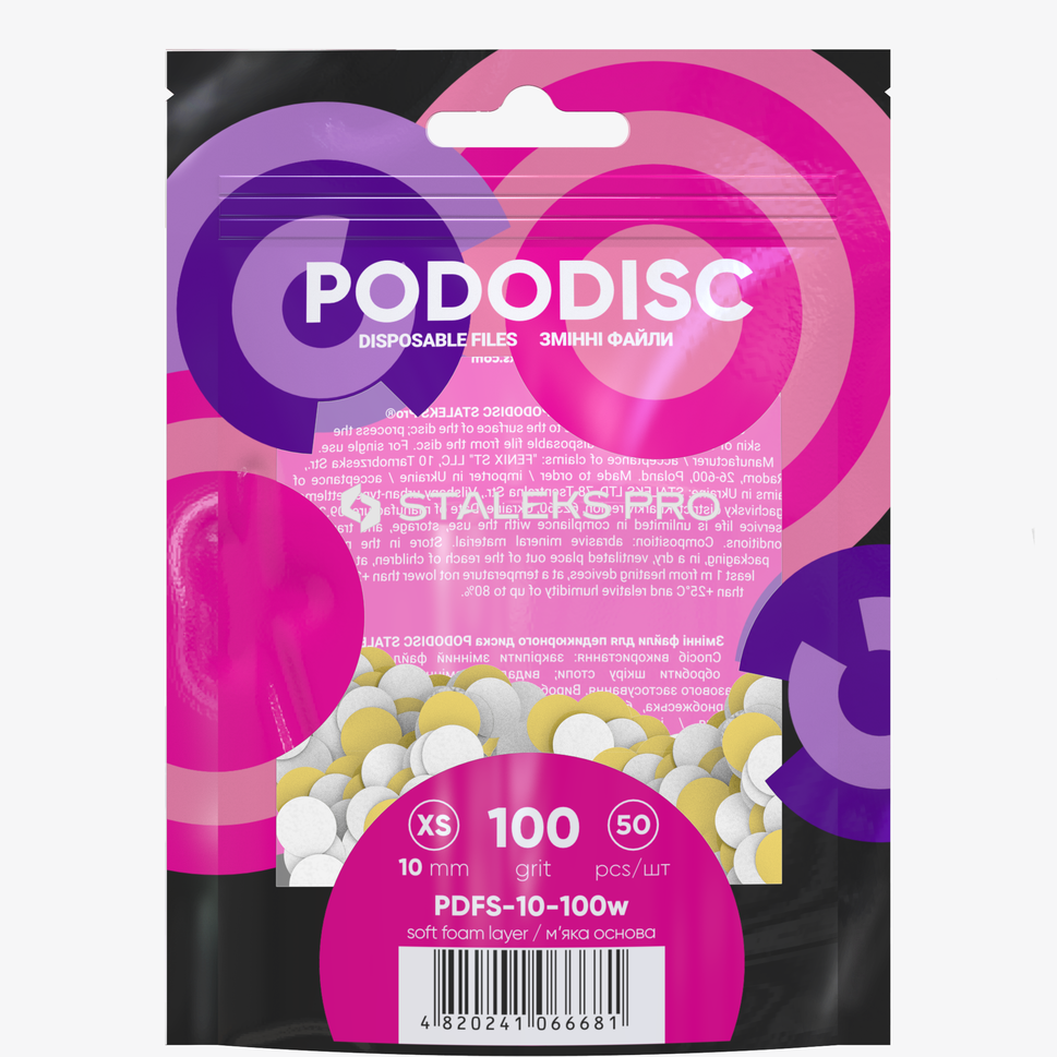 Limas de recambio con base blanda para el disco de pedicura PODODISC STALEKS PRO XS, grano 100 (50 uds.)