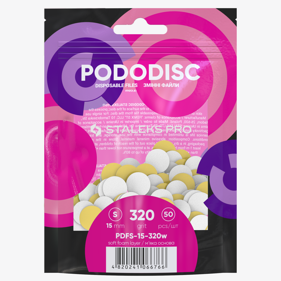 Limas de recambio con base blanda para el disco de pedicura PODODISC STALEKS PRO S, grano 320 (50 uds.)