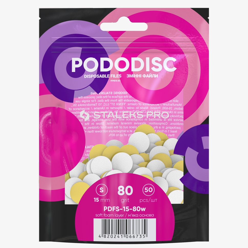 Limas de recambio con base blanda para el disco de pedicura PODODISC STALEKS PRO S, grano 80 (50 uds.)