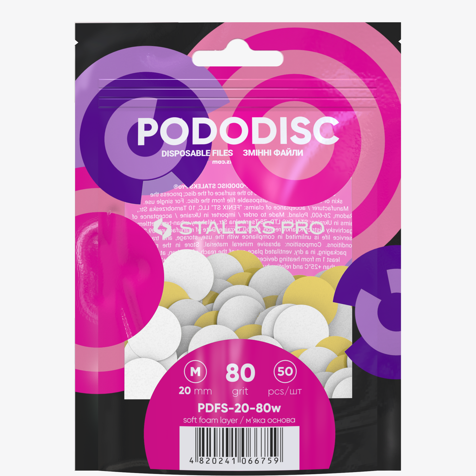 Limas de recambio con base blanda para el disco de pedicura PODODISC STALEKS PRO M, grano 80 (50 uds.)