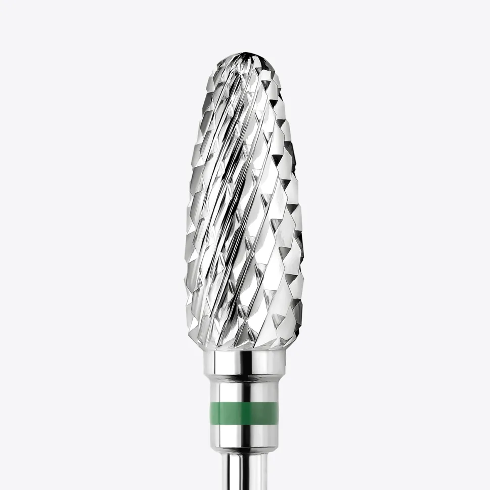 Punta de fresa de carburo de tungsteno KWARK – Cónica con extremo redondeado de 6 mm, verde