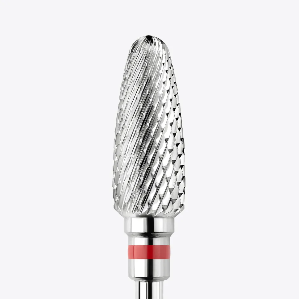 Punta de fresado de carburo de tungsteno KWARK – Cónica con extremo redondeado de 6 mm, roja