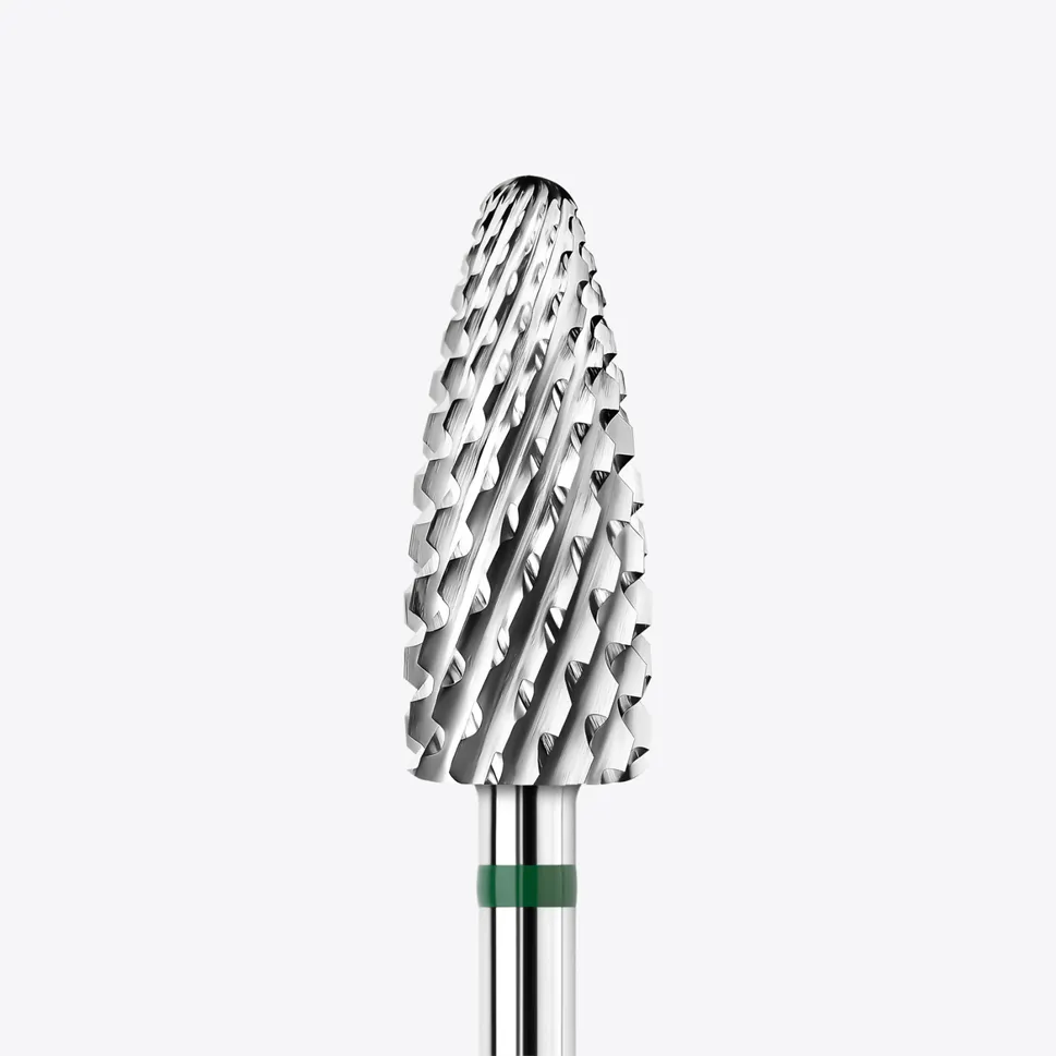 Punta de fresa de carburo de tungsteno KWARK – Cónica con extremo redondeado de 6 mm, verde