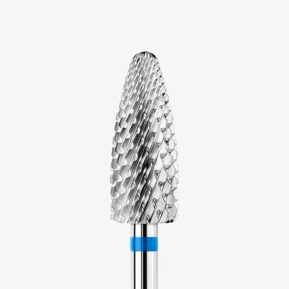 Punta de fresa de carburo de tungsteno KWARK – Cónica con extremo redondeado de 6 mm, azul