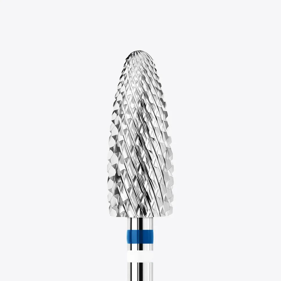 Punta de fresa de carburo de tungsteno KWARK para zurdos – Cónica con extremo redondeado de 6 mm, azul