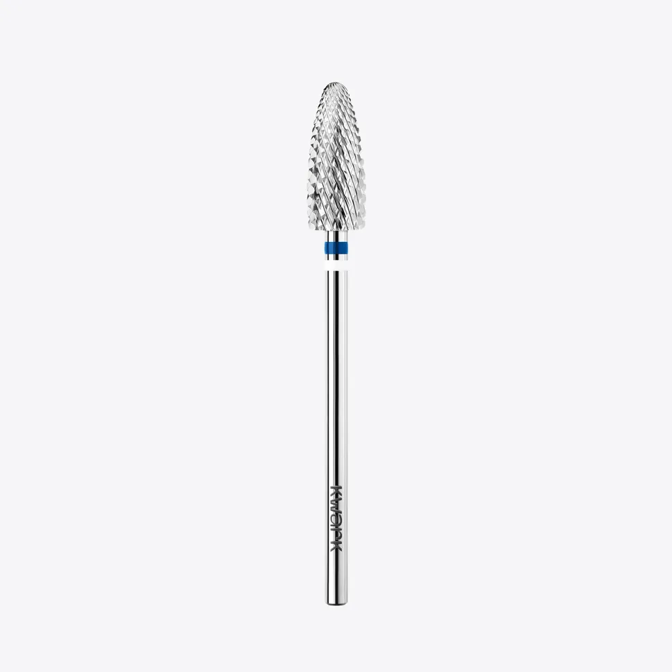 Punta de fresa de carburo de tungsteno KWARK para zurdos – Cónica con extremo redondeado de 6 mm, azul — Photo 1