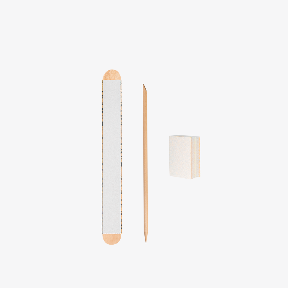 Juego desechable EXPERT 30 (papmAm Mix sobre base de madera de grano 100/180, almohadilla de grano 180/240, palito naranja de 110 mm)