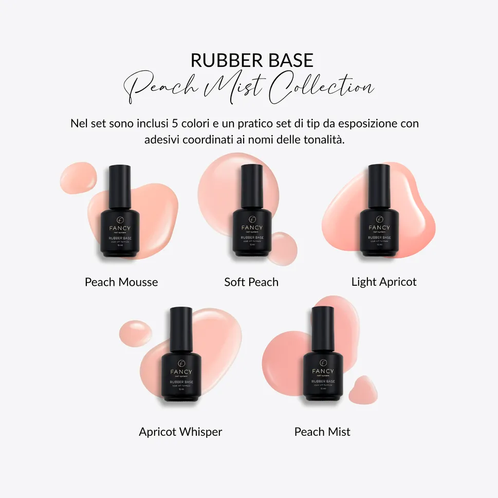 Base de goma - Colección Peach Mist (juego de 5 unidades)