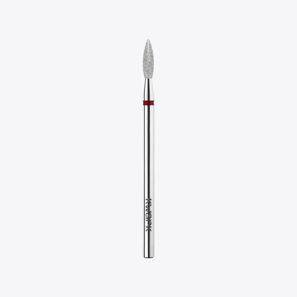 Punta de fresa diamantada y platinada KWARK – Llama fina y alargada de 2,3 mm, roja — Photo 1