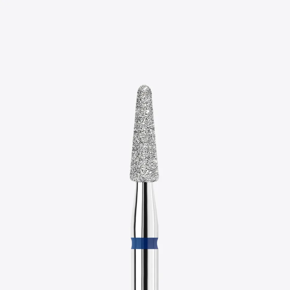 Punta de fresa diamantada y platinada KWARK – Cónica con extremo redondeado de 2,5 mm, azul