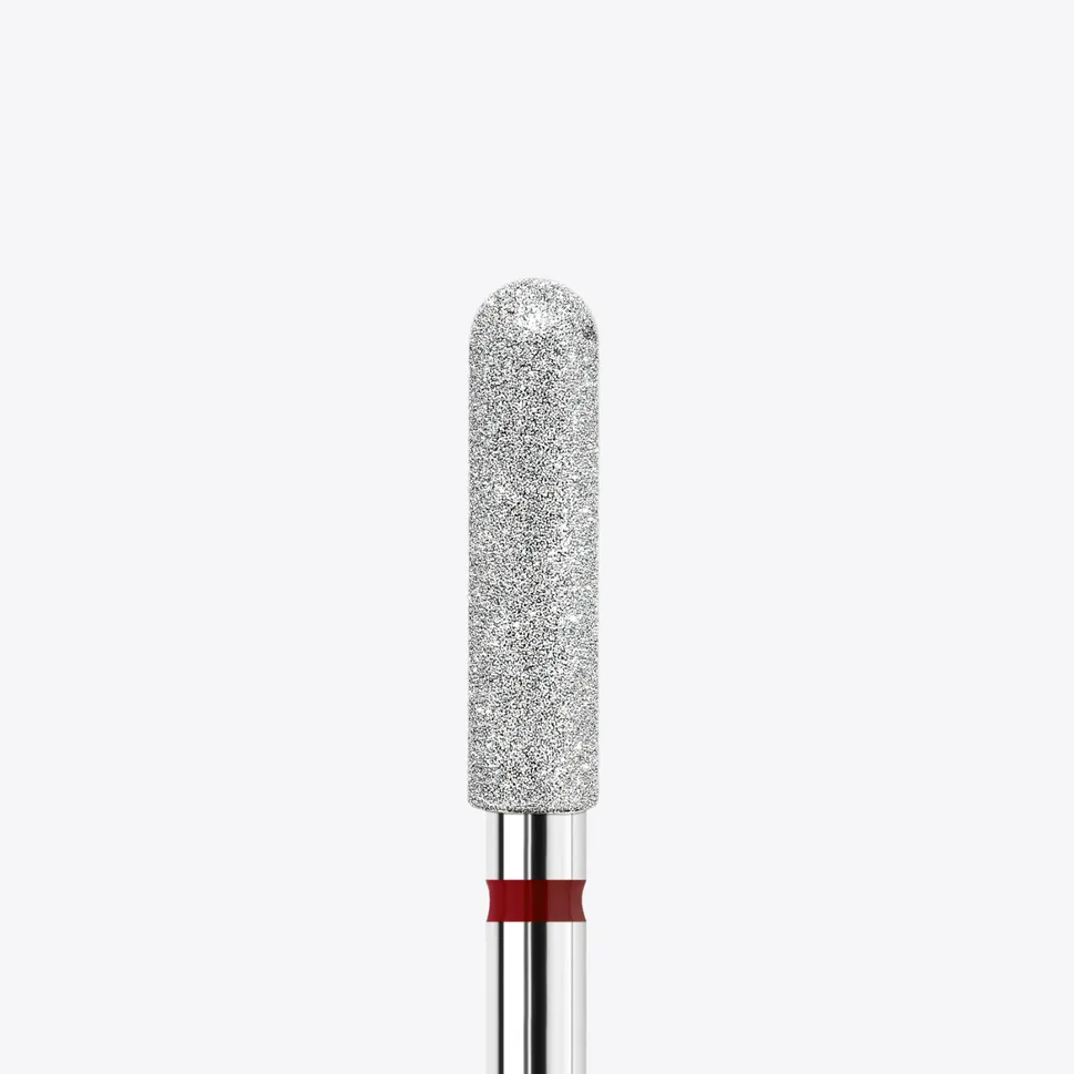 Punta de fresa diamantada y platinada KWARK – Cilíndrica alargada con extremo redondeado de 3 mm, roja