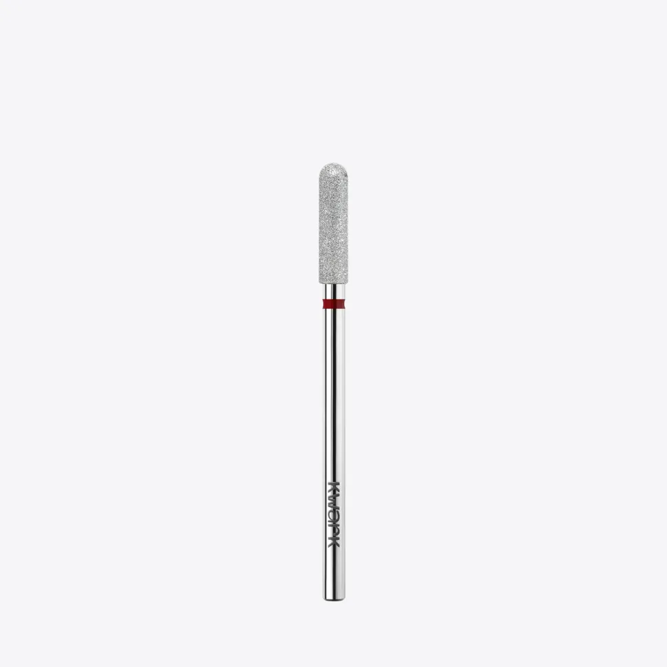 Punta de fresa diamantada y platinada KWARK – Cilíndrica alargada con extremo redondeado de 3 mm, roja — Photo 1