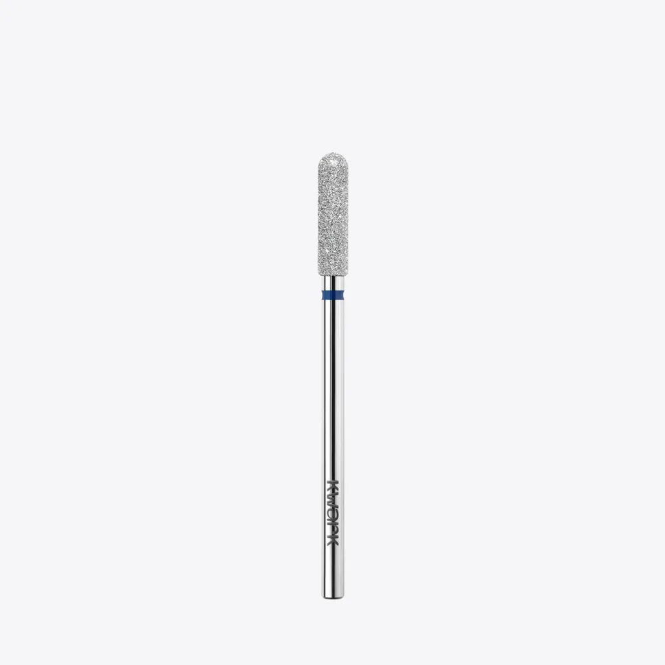 Punta de fresa diamantada y platinada KWARK – Cilíndrica alargada con extremo redondeado de 3 mm, azul — Photo 1