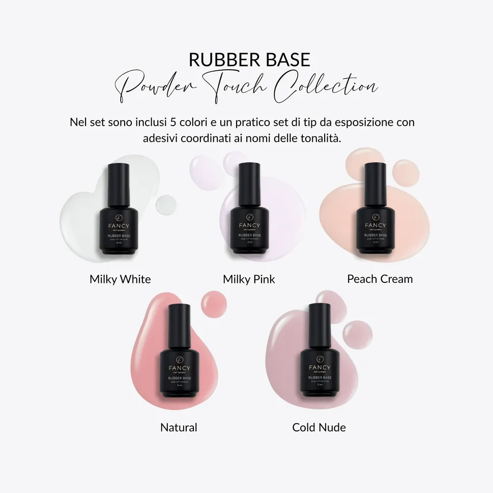 Rubber Base - Colección Powder Touch (set de 5 unidades)