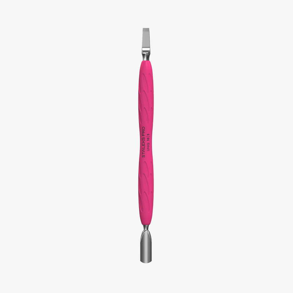 UNIQ 10 TYPE 5 Gummy Cuticle Pusher with Silicone Handle (Tapered, Rounded Pusher and Straight Blade) — Photo 1